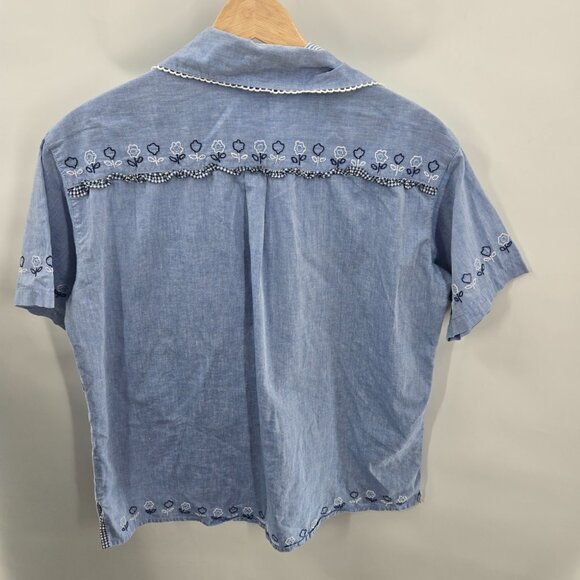 Vintage Cuse Berry Embroidered Japanese Cottagecore Short Sleeve Shirt Medium - Picture 7 of 15